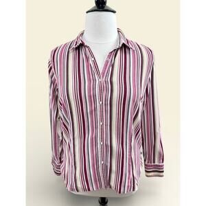Vintage 90s Izod Striped Corduroy Pearl Snap Shirt, Size XL